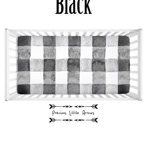 Farmhouse Crib Sheet / black and white plaid sheet / farmhouse baby bedding / boys nursery bedding / farmhouse black plaid baby bedding