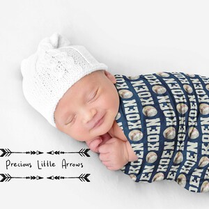 Baseball Swaddle Blanket/ Navy And Gray / Baseball Newborn Photo Blanket/  Hospital Name Announcement