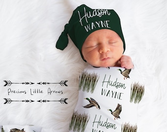 Personalized Duck Swaddle Blanket/ duck hunter baby blanket/ baby boy personalized gift/ hunting baby bedding/ hunting nursery decor