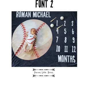 Baseball Milestone Blanket/ sports milestone blanket/ baseball monthly photo blanket/  baseball baby bedding / baby boy baseball gift