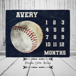 Baseball Milestone Blanket/ sports milestone blanket/ baseball monthly photo blanket/  baseball baby bedding / baby boy baseball gift