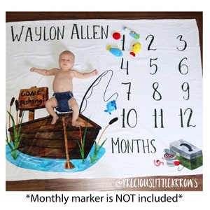 Fishing Milestone Blanket Custom Fishing Baby Blanket Fishing
