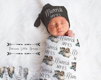 Personalized Duck Swaddle Blanket/ duck hunter baby blanket/ baby boy personalized gift/ hunting baby bedding/ hunting nursery decor