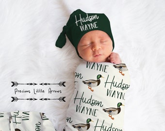 Personalized Duck Swaddle Blanket/ duck hunter baby blanket/ baby boy personalized gift/ hunting baby bedding/ hunting nursery decor