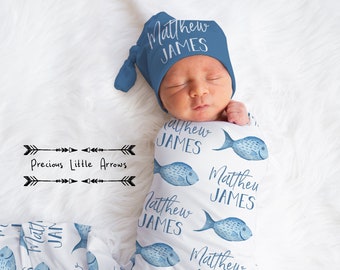 Personalized Boys Swaddle Blanket/ Fishing baby blanket/ baby boy personalized gift/ hunting baby bedding/ hunting nursery decor
