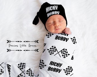 Personalized Racing Swaddle Blanket/ Racing flags baby blanket/ baby boy personalized gift/ racer baby bedding/ nursery decor / custom boys