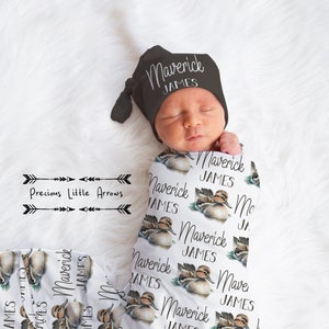 Personalized Duck Swaddle Blanket/ duck hunter baby blanket/ baby boy personalized gift/ hunting baby bedding/ hunting nursery decor