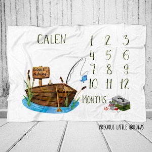 Fishing Milestone Blanket / custom fishing baby blanket/ fishing nursery/ custom baby gift /fishing photo blanket/ custom milestone blanket
