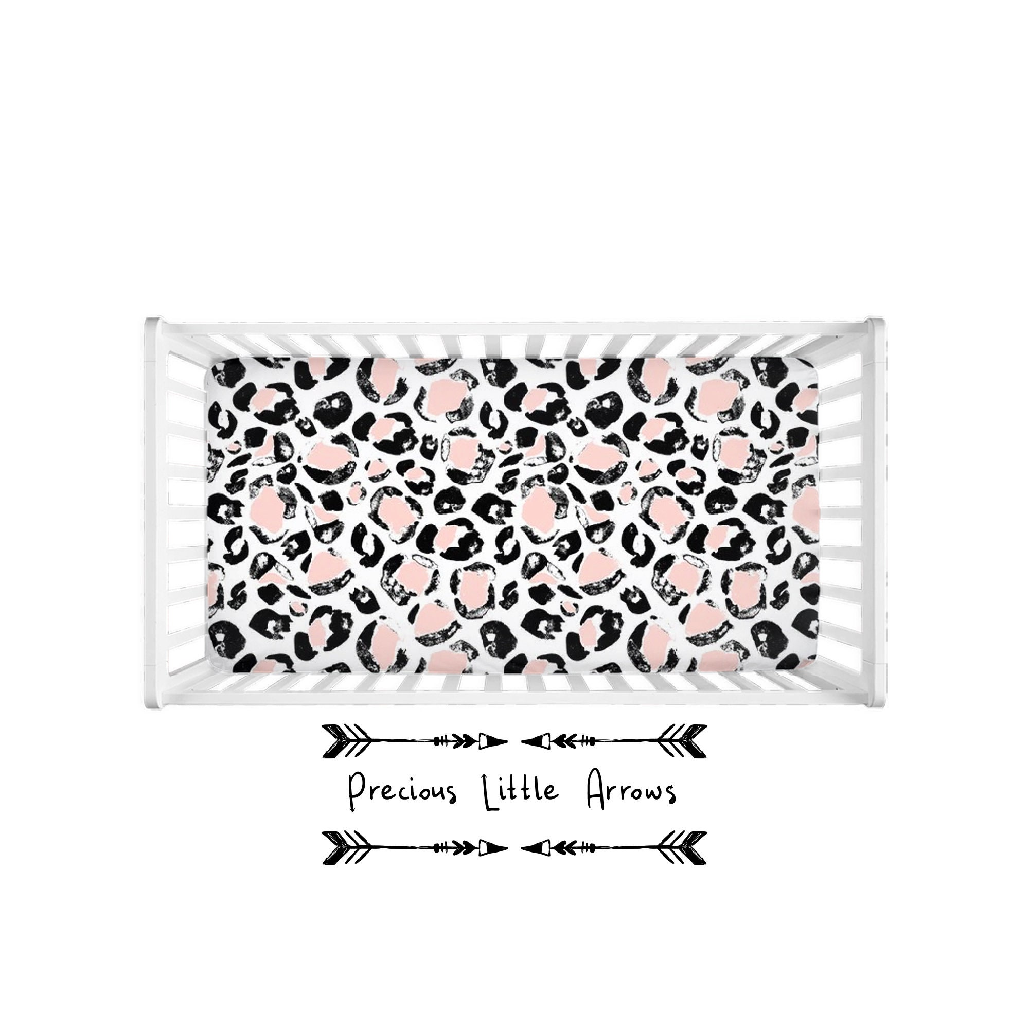Blush and Black Cheetah Leopard Print, Standard Fitted Crib Sheet