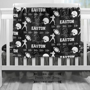Custom Football swaddle Blanket/ sports milestone blanket/ football monthly photo blanket/  football crib bedding / baby boy football gift