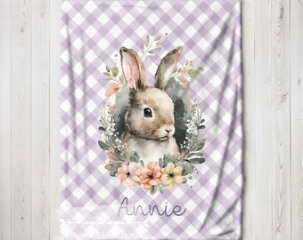 Rabbit Personalized Baby Blanket, Personalized Baby Gift, Bunny Blanket, Easter Blanket, Baby Shower Gift Birthday Gift Animal