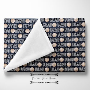 Minky Baseball Blanket/ sports milestone blanket/ baseball monthly photo blanket/  baseball baby bedding / baby boy personalized gift