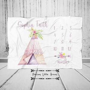 Tribal Girl Milestone Blanket, Boho Baby Milestone Blanket, Monthly Baby Blanket, Baby Girl Blanket, Watch Me Grow Blanket, New Baby Gift