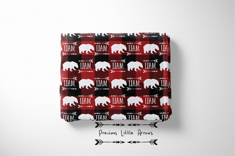 Personalized Plaid Bear Swaddle Set/ Custom Bear Baby Blanket/ Etsy