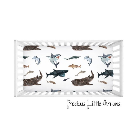 Shark Crib Sheet Baby Shark Sheet Ocean Nursery Bedding Surfer Baby Gift Boys Crib Bedding Etsy Canada