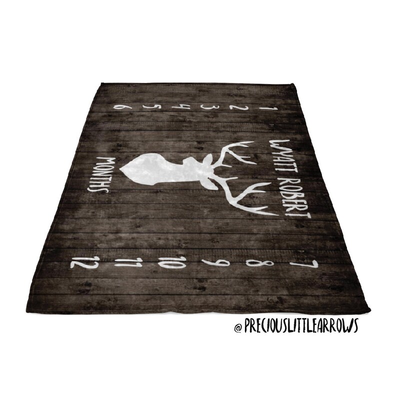 Deer Milestone Blanket / Deer Growth Blanket/ Shiplap Nursery/ Etsy