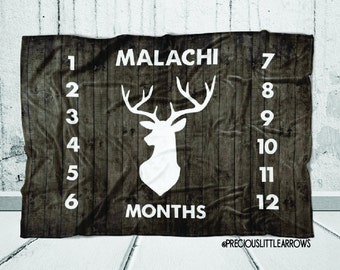 Deer Milestone Blanket / hunting milestone blanket/ shiplap nursery/ deer monthly photo blanket/ boys milestone blanket/ custom blanket