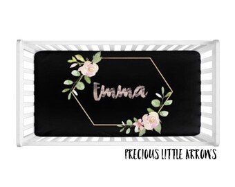 black rose crib sheet