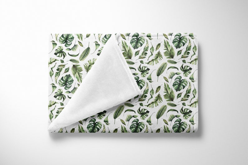 Tropical Palm Leaves Crib Blanket Jungle Green Crib Sheet Etsy