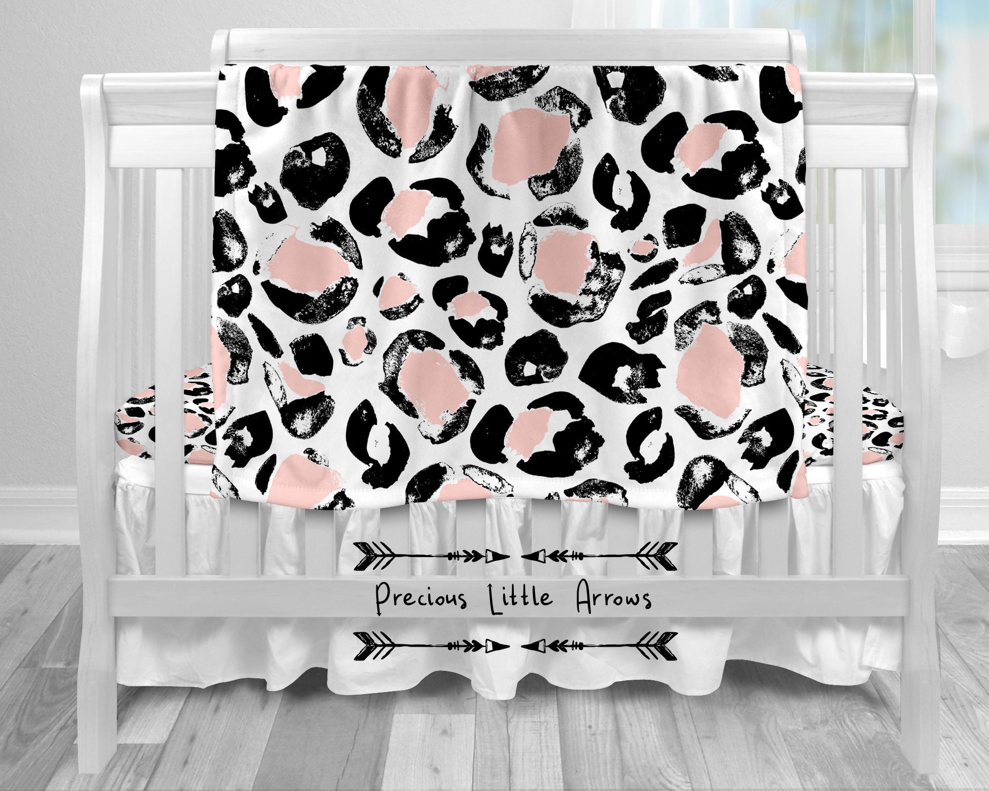 Blush and Black Cheetah Leopard Print, Standard Fitted Crib Sheet