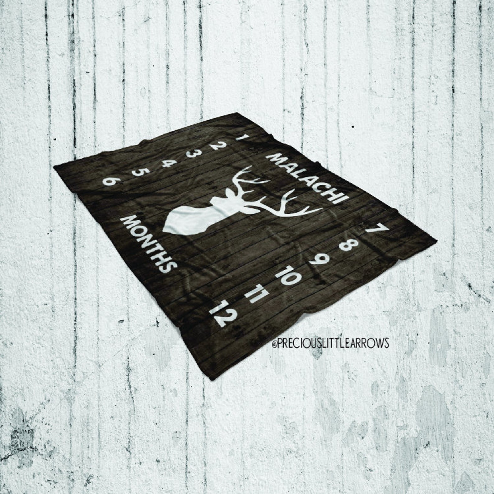Deer Milestone Blanket / hunting milestone blanket/ shiplap Etsy