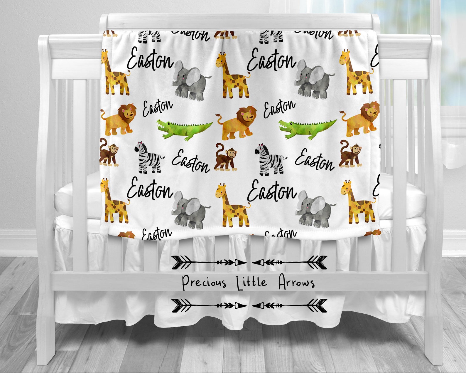 Personalized Baby Name Blanket Safari Animals Print Custom | Etsy