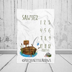 Fishing Milestone Blanket / custom fishing baby blanket/ fishing nursery/ custom baby gift /fishing photo blanket/ custom milestone blanket