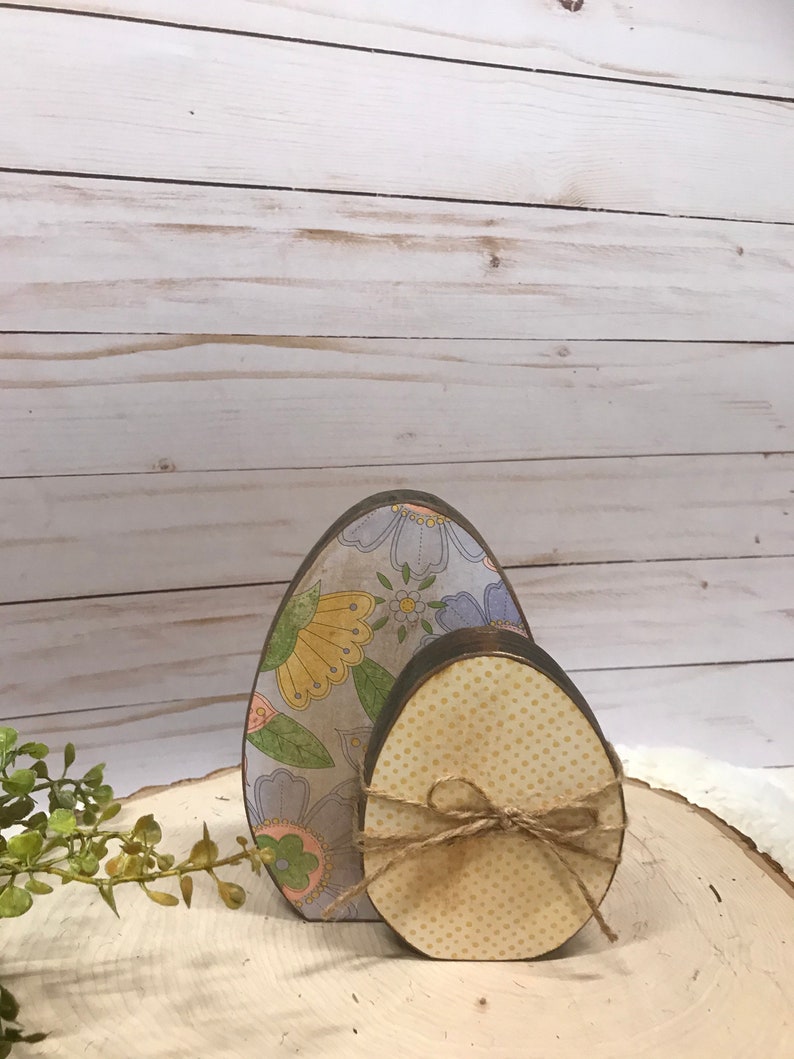 primitive decoupaged Easter decorations farmhouse Easter Easter eggs Easter decoration spring wooden eggs decorated eggs