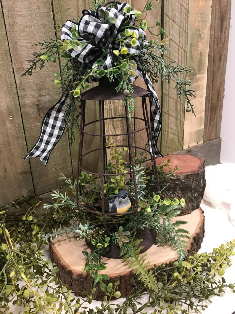 Bird Cage Lantern Rusty Floral Lantern Birds Nest Spring Etsy