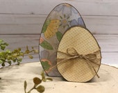 Easter eggs - decoupaged - Easter decoration - spring - wooden eggs - farmhouse - primitive - decorated eggs - Easter decorations - Easter