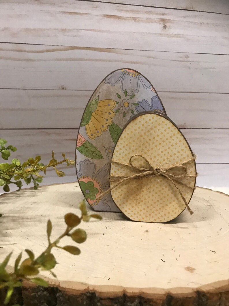 primitive decoupaged Easter decorations farmhouse Easter Easter eggs Easter decoration spring wooden eggs decorated eggs