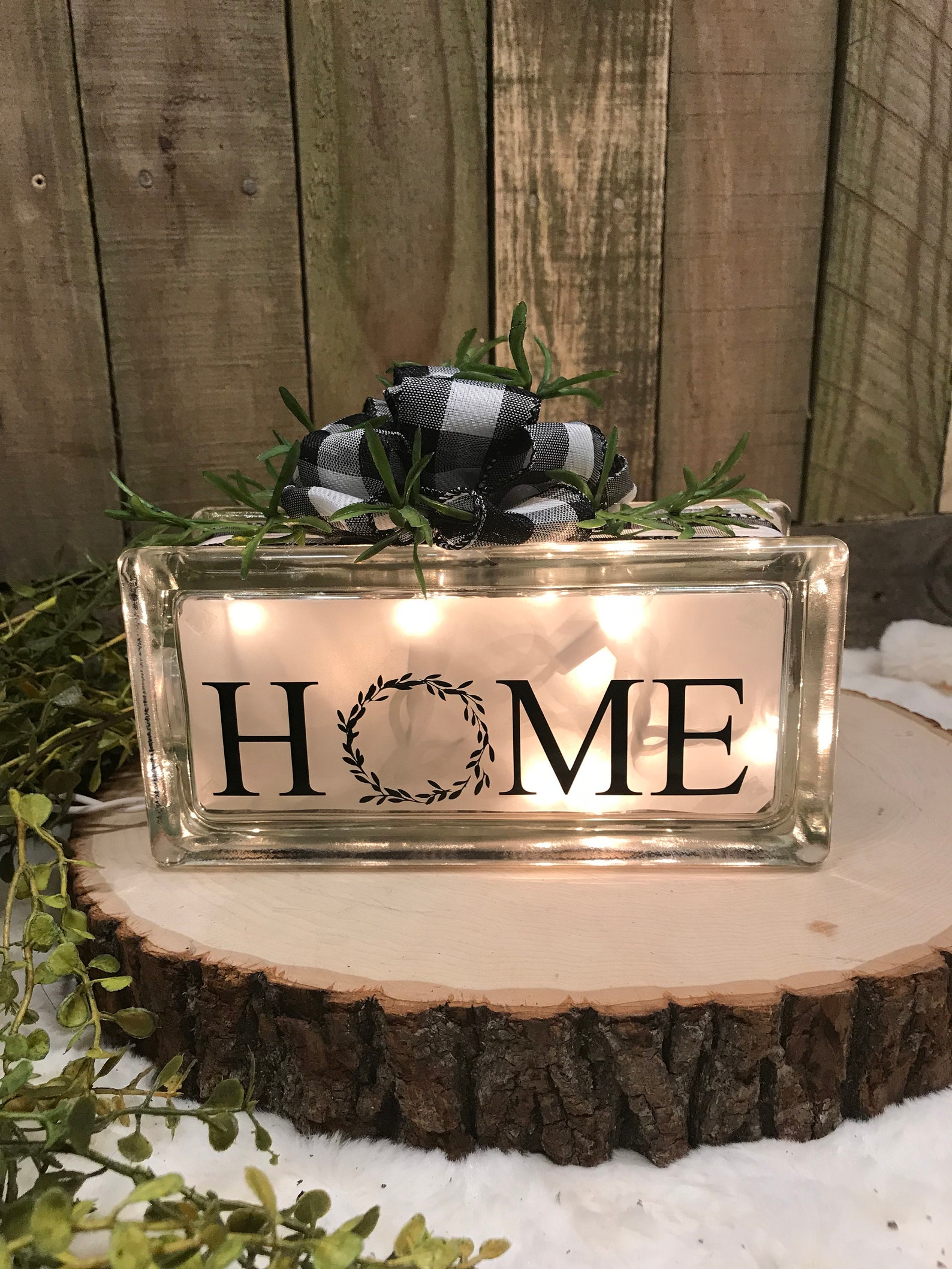 Lighted glass block farmhouse light home light night Etsy