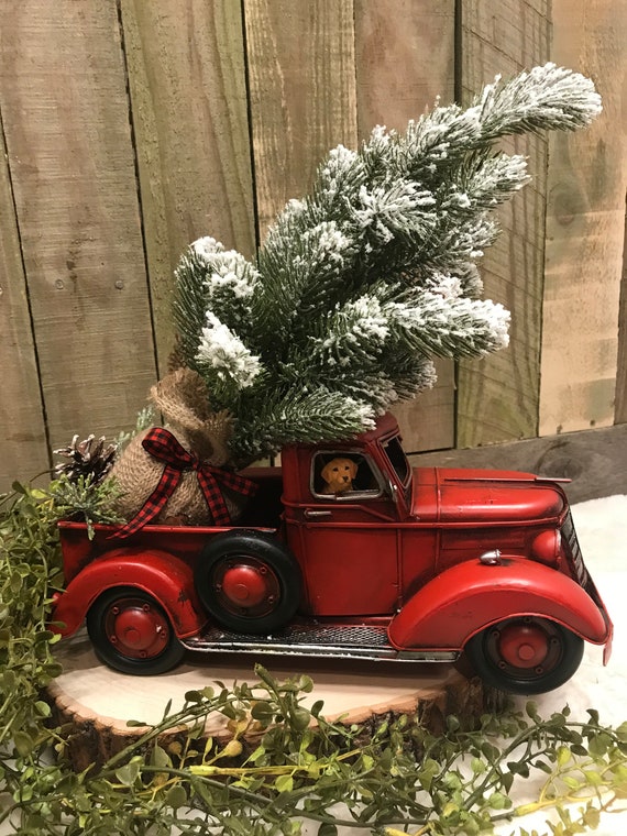 PreLit Red Christmas Truck With Tree Kirklands Home Red Farm Truck