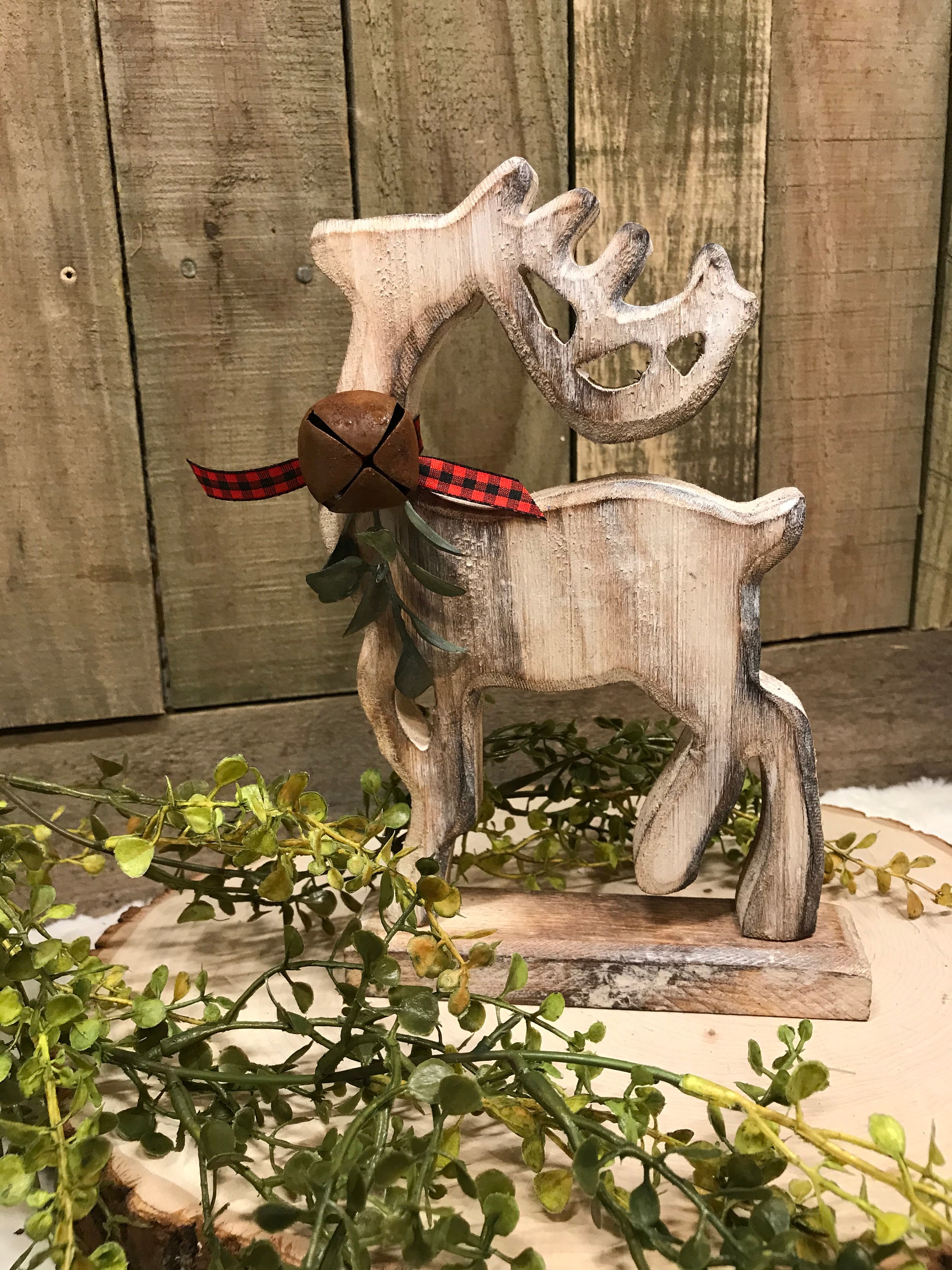 Wood deer Christmas deer Christmas decoration white  Etsy