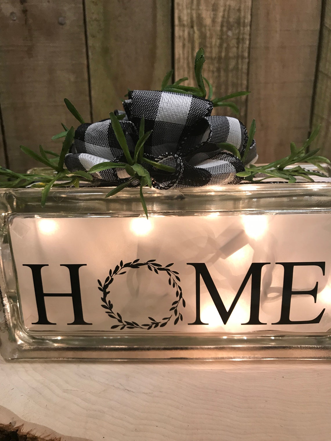 Lighted glass block farmhouse light home light night Etsy