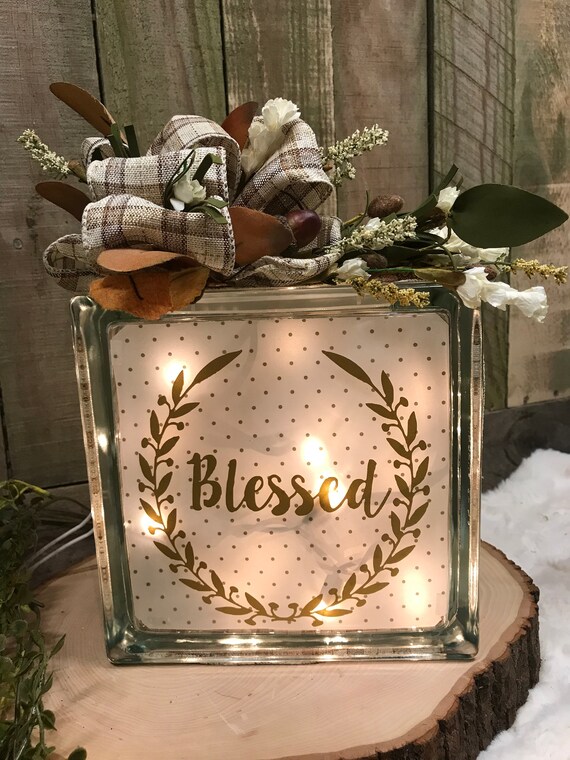 Blessed Glass Blocks Lighted Glass Blocks Luminary Etsy