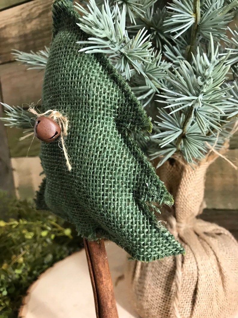 Primitive burlap Christmas tree with rusty belland jute bow Etsy