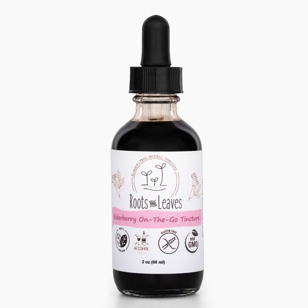 Elderberry Glycerin Tincture CONCENTRATED- 2 oz- 75 servings per bottle- Organic Fresh Raw Elderberries/Vegan/Alcohol Free