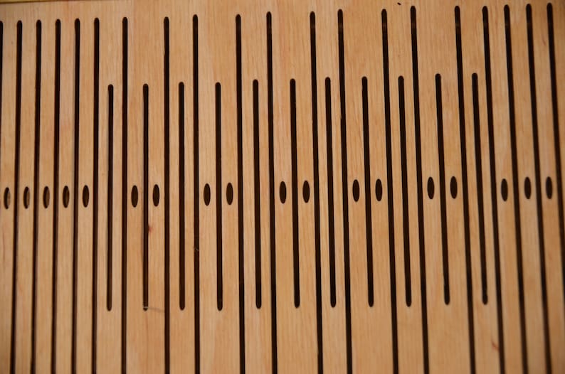 Double slotted Slotted Pick-Up Rigid Heddle, 58 Warp Threads, 11 Pattern Thread Slots, 11 pattern strings, band weaving, belt weaving image 2