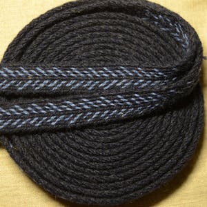 Handwoven belt / Tablet woven braid / Medieval woolen trim / Ladies belt / Guitar strap / Card woven trim / Black sky-blue / 16 mm strap image 6