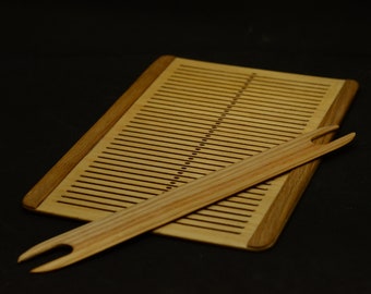 Rigid Heddle, OAK trimming, 34 holes, Weaving Loom, loom with shuttle, Weaving board,Backstrap weaving,Inkle weaving, Viking craft
