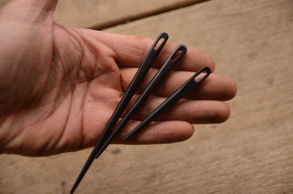 Horn Needles, With Case, Set of 3, Handmade Needle, Nålebinding