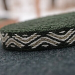 Handwoven belt / Tablet woven braid / Medieval woolen trim / Ladies belt / Viking tablet weaving / Medieval art / Green white / 18 mm strap image 7