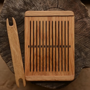 リジッドヘドル、オークリジッドヘドル、15穴、ハードウッドヘドル、バイキング織り、リトアニア織り、バンド織り、リジッド織り、インクル織機