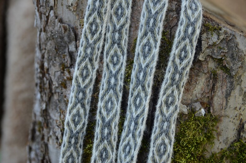 Tablet woven trim, Braid for reenactment, Viking belt, Tablet weaving, Handwoven woolen belt, Medieval reenactment, Viking trim image 9