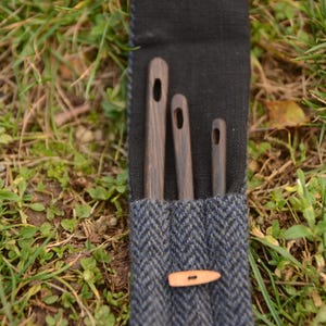 Wooden black oak Needles, Knitting needles, With case, Set of 3, Handcarved needle,Nålebinding, Nålbinding,Naalbinding needle, Medieval art,