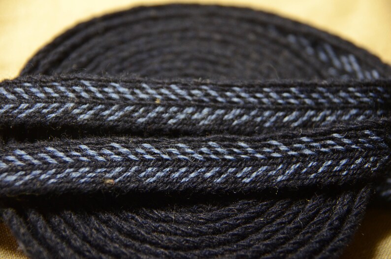 Handwoven belt / Tablet woven braid / Medieval woolen trim / Ladies belt / Guitar strap / Card woven trim / Black sky-blue / 16 mm strap image 4