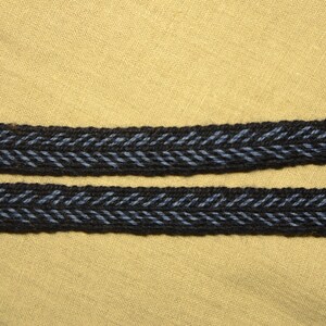 Handwoven belt / Tablet woven braid / Medieval woolen trim / Ladies belt / Guitar strap / Card woven trim / Black sky-blue / 16 mm strap image 5