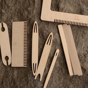 Weaving set, 27x20cm, Kit for weaving, 9 items, Weaving frame, Natural color, Weaving for beginners, Tapestry weaving kit, Starter kit