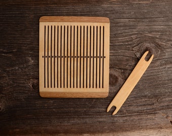 Rigid heddle board with shuttle/ Backstrap weaving/ Inkle weaving/ Tape loom/ Backstrap loom/ Handweaving loom/ Viking craft/ Band weaving